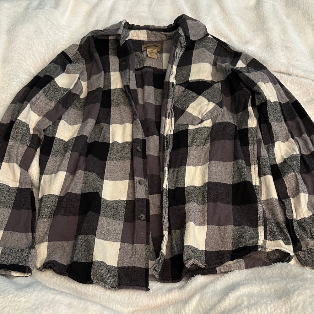St. John's Bay Gray and White Flannel Shirt